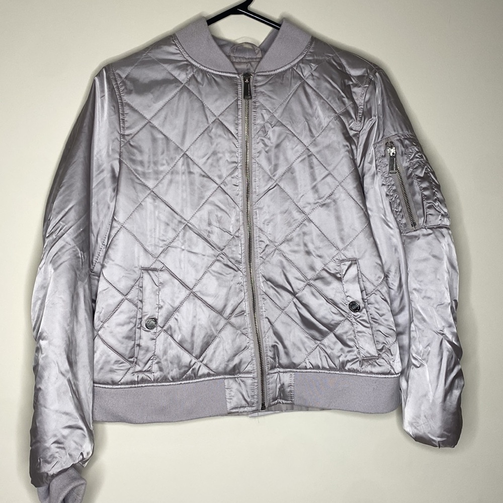 BCBG Generation Satin Quilted Bomber Jacket women’s size medium